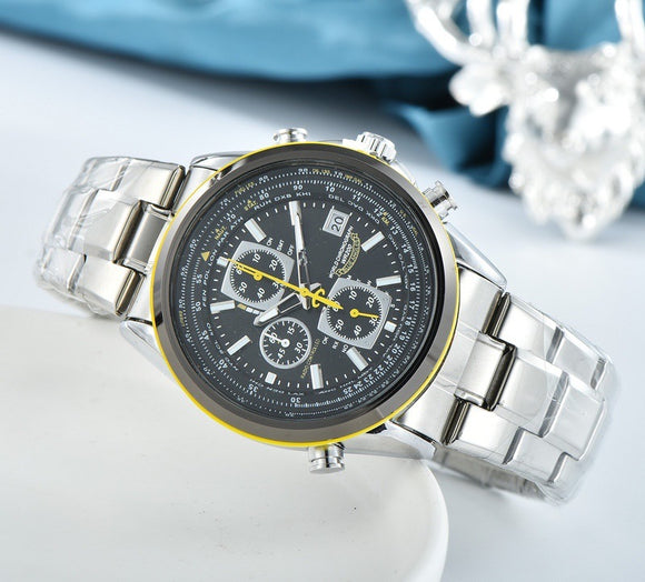 Reloj Casual para Hombre con Seis Agujas y Correa de Acero Inoxidable