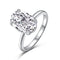 Plateado Oval Big Diamond Ring For Women Platinum No 5