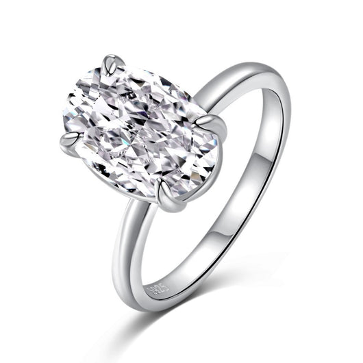 Anillo de Plata con Diamante Ovalado Grande para Mujer - Image 4