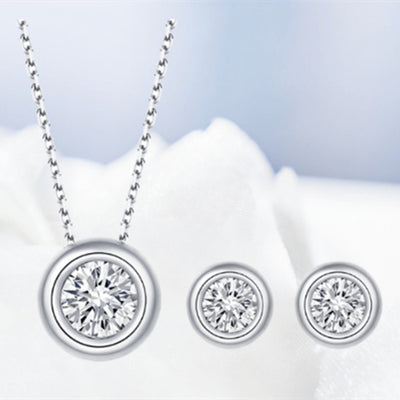 Conjunto de Joyas en Plata Esterlina 925 con Moissanita Forma Redonda