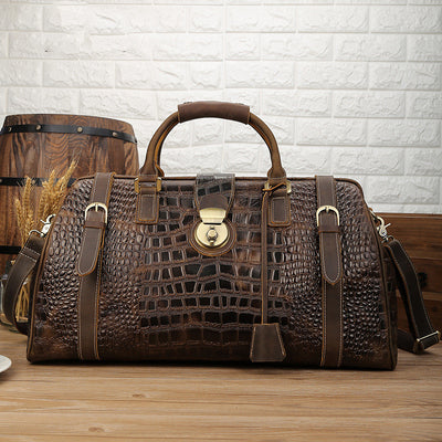 Bolsa de Viaje de Cuero con Patrón Europeo para Hombre - Image 4