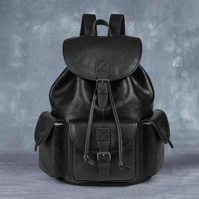Mochila de Cuero Genuino Estilo Retro - Bolsa Casual Versátil - Image 16