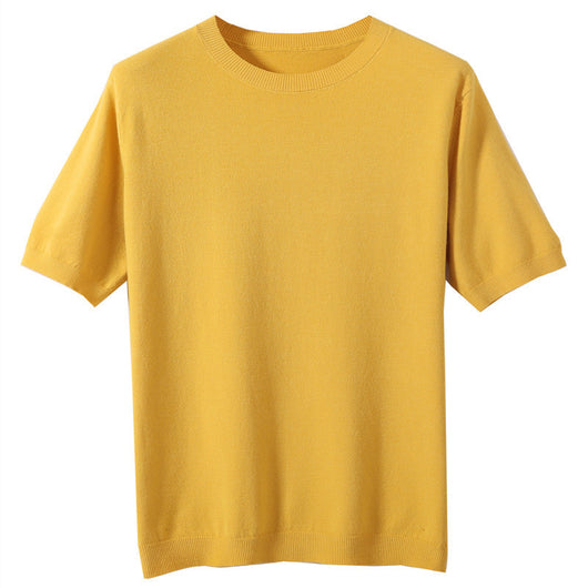 Camiseta Básica de Punto Cuello Redondo Manga Corta para Hombre - Image 5