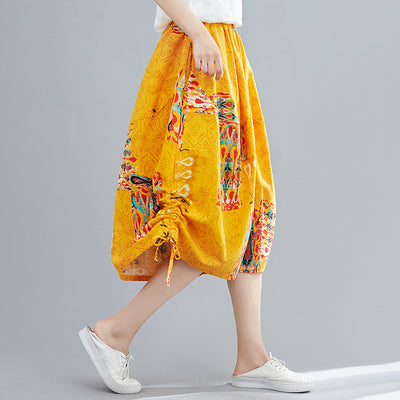 Pantalones Anchos Cropped en Algodón y Lino con Estampado Étnico - Image 10