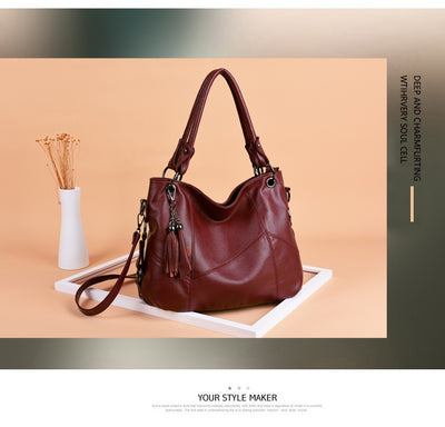 Bolso Bandolera de Cuero PU con Detalles de Costura y Borlas para Mujer - Image 14