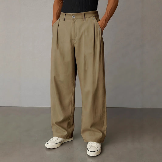 Pantalones Casuales Rectos de Color Liso para Hombre