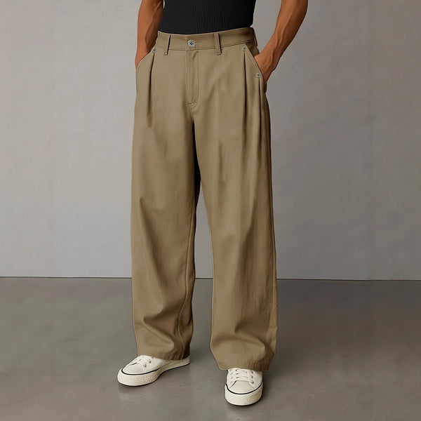 Pantalones Casuales Rectos de Color Liso para Hombre