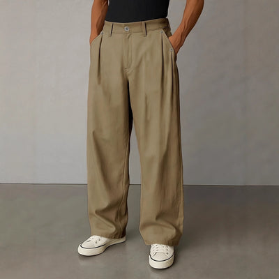 Pantalones Casuales Rectos de Color Liso para Hombre