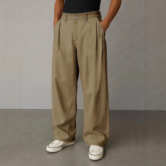 Pantalones Casuales Rectos de Color Liso para Hombre