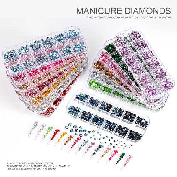 Uñas Decorativas Cuadradas con Cristales Brillantes