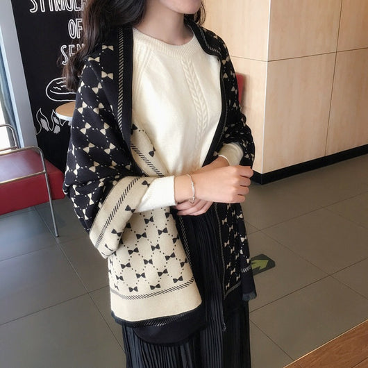 Chaleco Doble Cara con Moño - Pashmina Artificial Oversize - Image 10