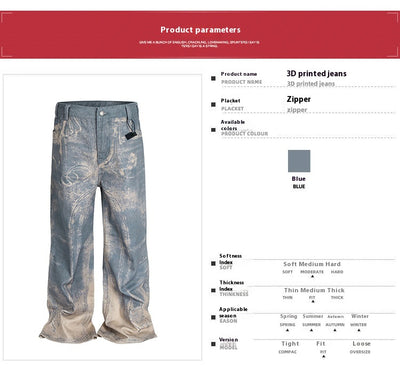 Jeans Rectos Lavados con Patrón Distressed en Tonos Neutros - Image 8