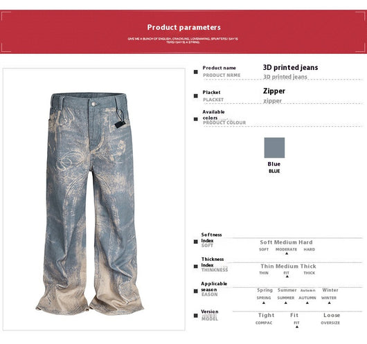Jeans Rectos Lavados con Patrón Distressed en Tonos Neutros - Image 8