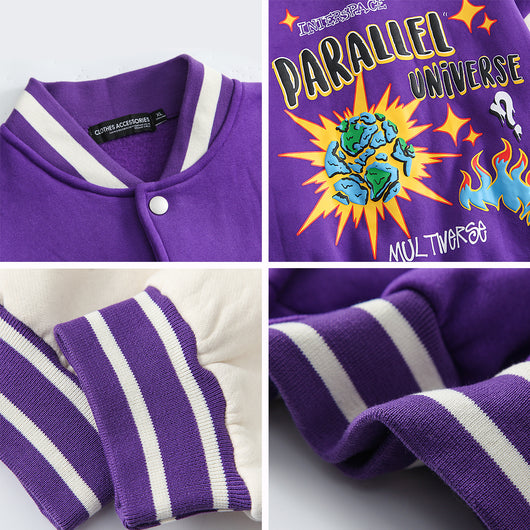 Chaqueta Deportiva Estilo Béisbol Mujer Suelta Fleece Urbana - Image 4