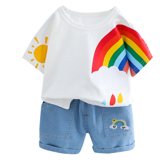Conjunto de Pantalones Cortos Denim para Niños y Niñas - Dos Piezas Cómodo