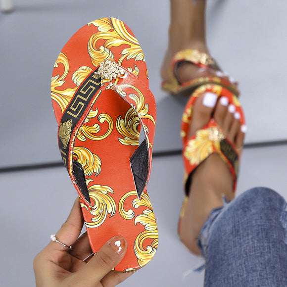 Sandalias Planas Estampadas para Mujer - Comodidad de Verano