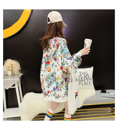 Sudadera Hoodie Mujer Talla Grande Terciopelo Estampado Floral - Image 6