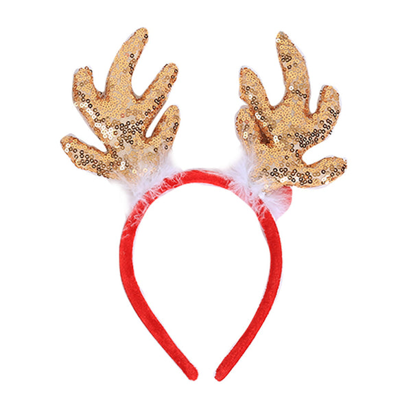 Adorno Navideño para Cabello con Astas Doradas y Lentejuelas