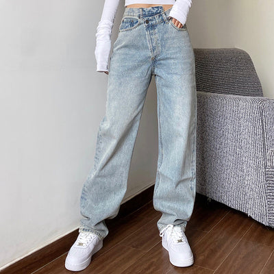 Pantalones Jeans Cintura Alta Rectos Holgados para Mujer - Image 10
