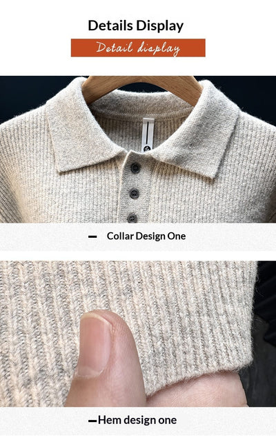Suéter Retro Tejido Liso para Hombre - Comodidad de Invierno - Image 10