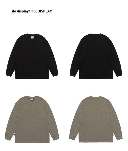Camiseta de Algodón Pima con Bordado Minimalista - Manga Larga Cuello Redondo - Image 12