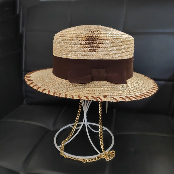 Sombrero de Paja con Cadena Dorada - Protección Solar Casual
