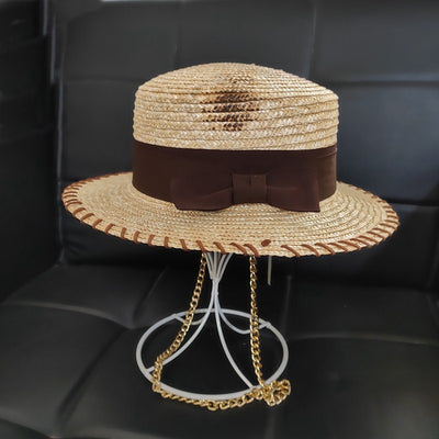 Sombrero de Paja con Cadena Dorada - Protección Solar Casual