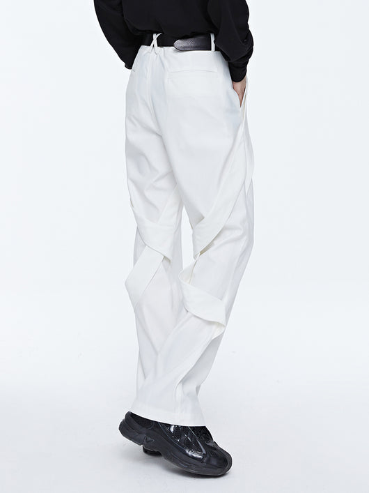 Pantalones Rectos Acampanados con Drapeado Casual - Image 5