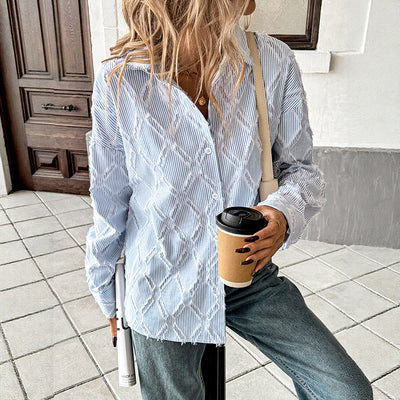 Cardigan a Rayas Azul y Blanco para Mujer