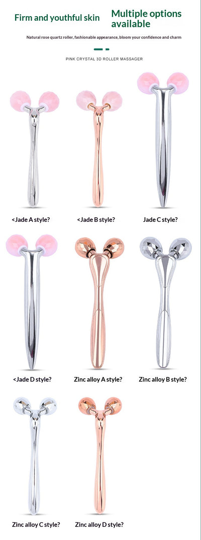 Rodillo de Cuarzo Rosa y Jade con Incrustaciones de Diamante 3D para Masaje Facial - Image 12