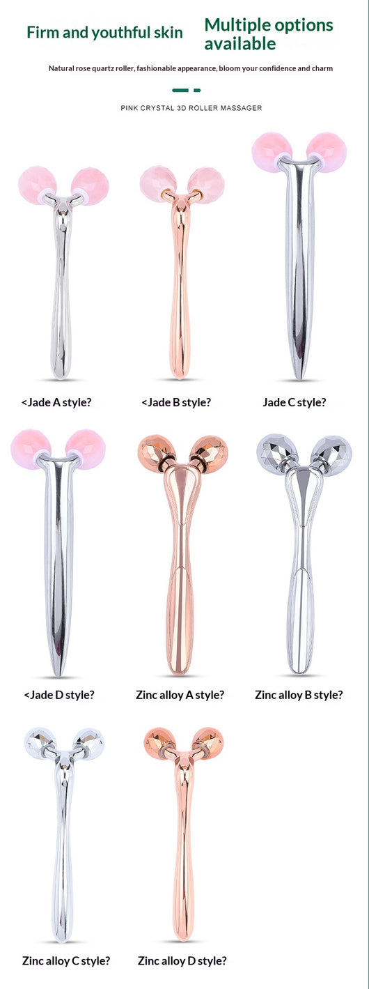 Rodillo de Cuarzo Rosa y Jade con Incrustaciones de Diamante 3D para Masaje Facial - Image 12