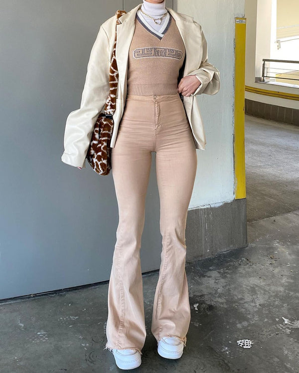 Pantalones Acampanados Talle Alto Estilo Coreano para Mujer - Otoño e Invierno