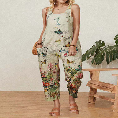 Mono Suelto con Estampado de Mariposas y Tirantes para Mujer Talla Grande - Image 2