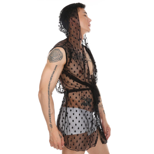 Bata de Dormir Transparente con Encaje para Hombre - Image 19