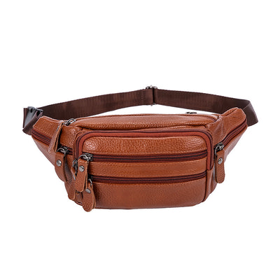 Bolsa de Pecho Cuero Genuino para Hombre - Bandolera Crossbody Ajustable