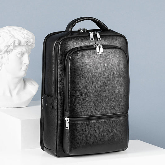 Mochila Ejecutiva de Cuero con Carga USB y Gran Capacidad