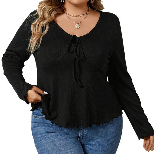 Blusa de Punto Escote V Casual con Cintura Definida - Image 5
