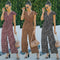 Jumpsuit Elegante de Gasa Floral con Escote V y Pantalón Ancho