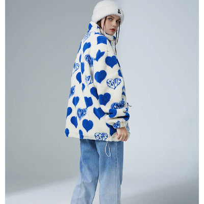 Chaqueta Sherpa con Corazones para Parejas - Estilo Casual y Trendy - Image 3