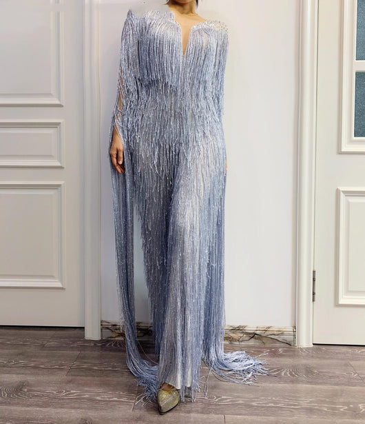 Falda de Danza Latina con Flecos de Diamantes y Malla Elástica - Image 9