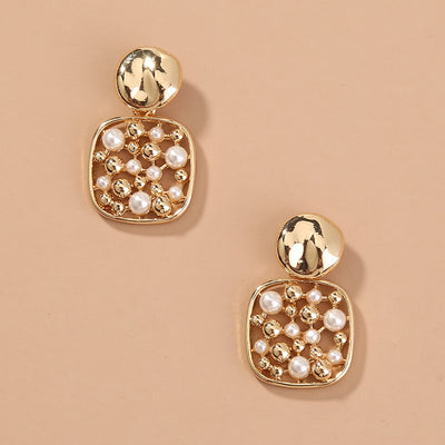 Aretes de Perla con Corte Cuadrado - Image 4
