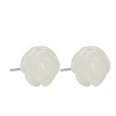 Aretes de Jade Hetian con Flor de Plata de Ley para Mujer - Image 2