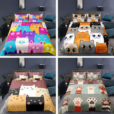 Juego de Sábanas Estampado 3D Animales Gatitos - Funda Nórdica de 3 Piezas - Image 6