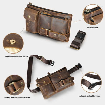 Bolsa de Pecho de Cuero Curtido al Vegetal para Hombre - Estilo Viajero - Image 13