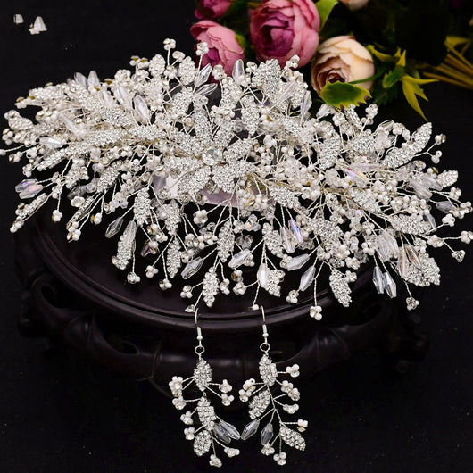 Diadema Nupcial de Hojas con Cristales - Tocado Artesanal para Novia - Image 11