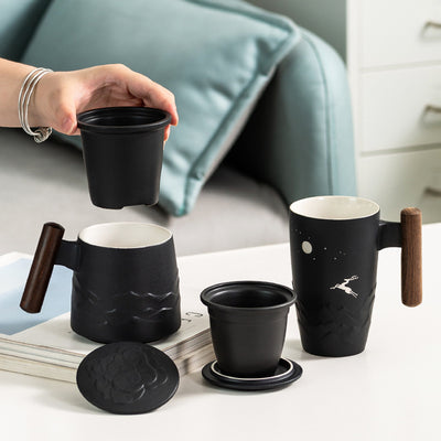 Taza Térmica de Cerámica Esmerilada con Separador de Té y Tapa - Image 15