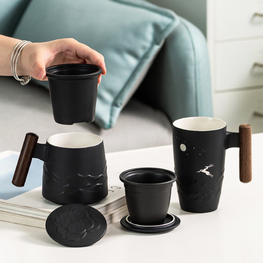 Taza Térmica de Cerámica Esmerilada con Separador de Té y Tapa - Image 15