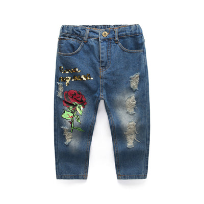 Traje de Tres Piezas para Niños con Chaqueta Larga y Jeans Lentejuelados - Image 9