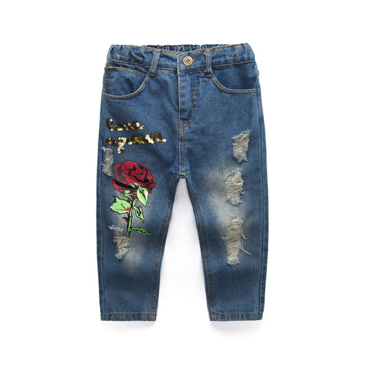 Traje de Tres Piezas para Niños con Chaqueta Larga y Jeans Lentejuelados - Image 9