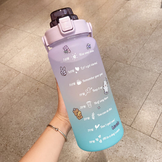 Botella de Agua Reutilizable 2L con Marcas de Hidratación y Popote - Image 9